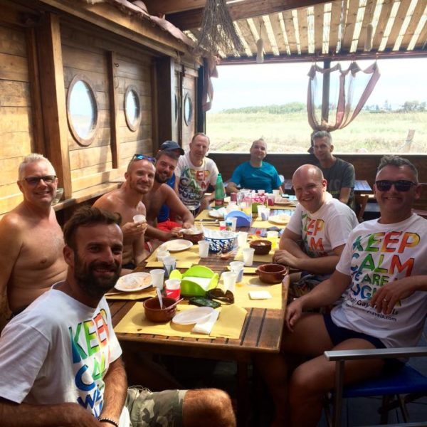 Seafood lunch at typical beach restaurant